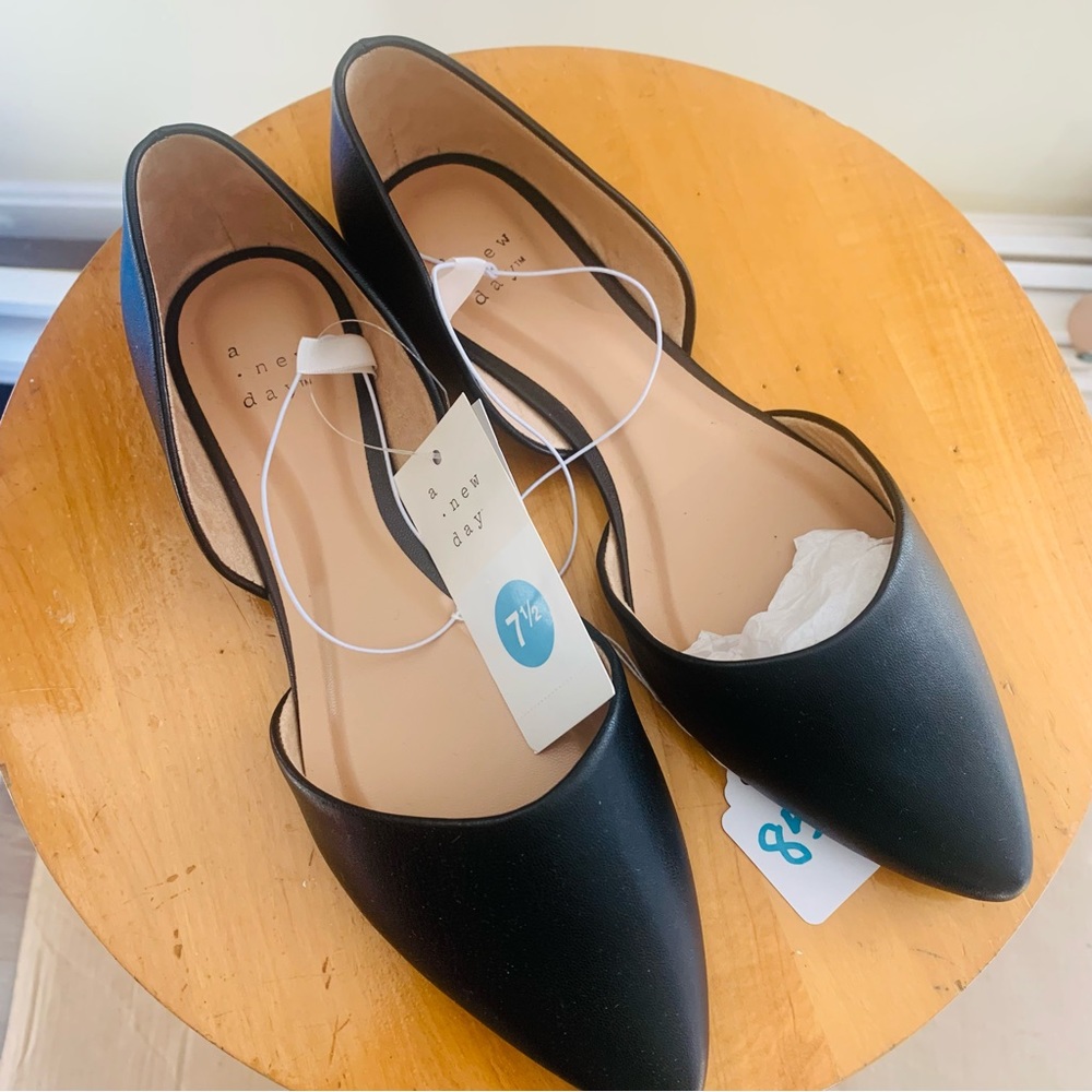 NWT A New Day Black Flat Memory Foam Shoes Size 7 1/2